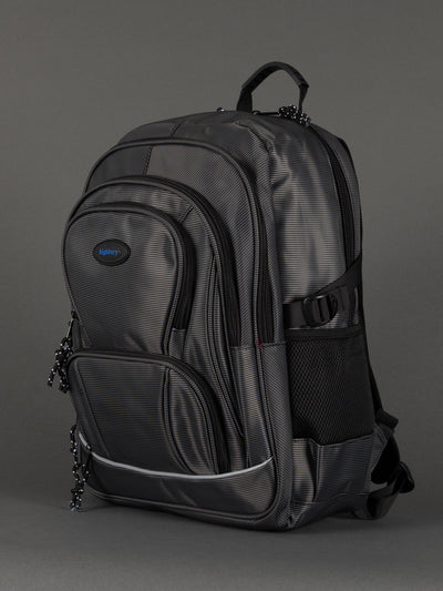 "Durable polyester backpack with padded laptop compartment"