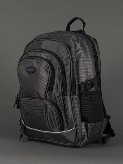 "Durable polyester backpack with padded laptop compartment"