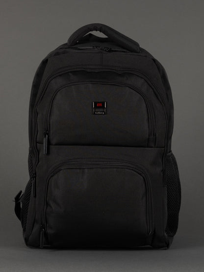 "Highbury 18-inch black 1680D polyester laptop backpack with USB charging port"