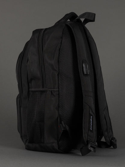 Highbury 18-Inch Black Laptop Backpack – 1680D Polyester Work, School & Travel Bag with USB Charging Port