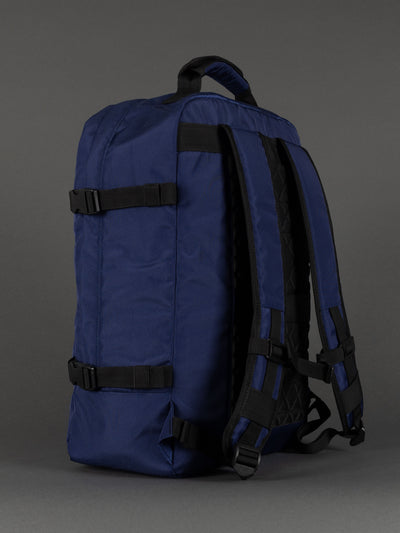 "Professional navy cabin backpack with organiser sections"