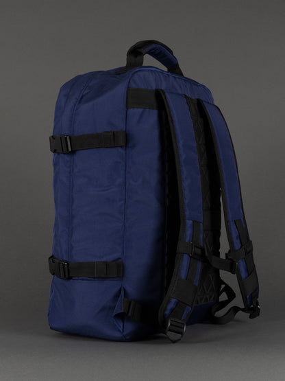"Professional navy cabin backpack with organiser sections"