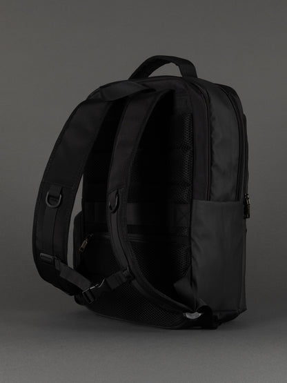 "Professional black backpack with organiser compartments"