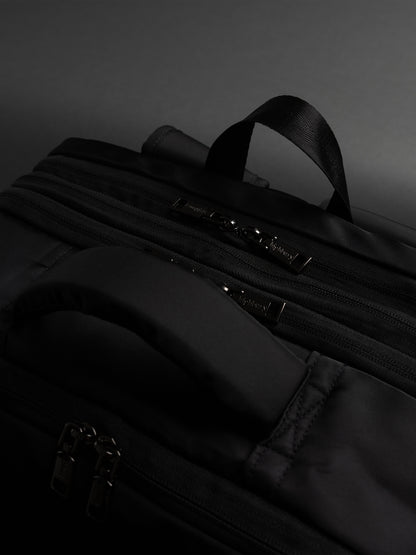 Highbury 18-Inch Black Cabin Backpack – Expandable Travel Laptop Rucksack with USB Charging Port