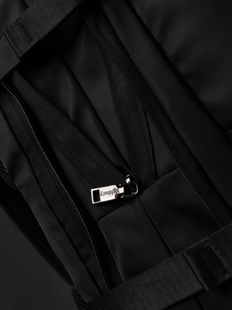 Highbury 18-Inch Black Cabin Backpack – Expandable Travel Laptop Rucksack with USB Charging Port