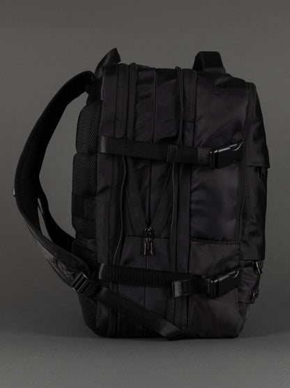 Highbury 18-Inch Black Cabin Backpack – Expandable Travel Laptop Rucksack with USB Charging Port