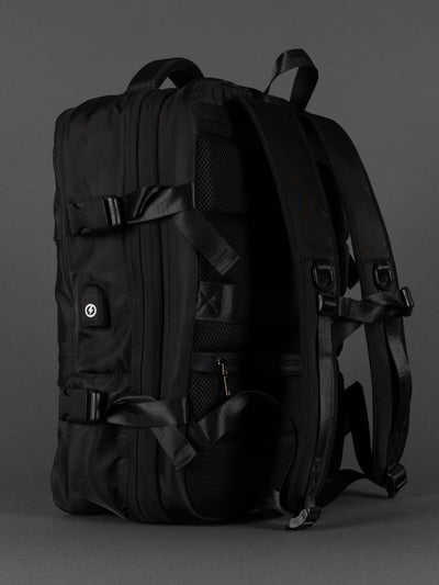 "Professional black expandable backpack for school and work"