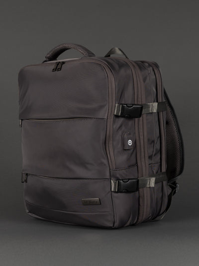 Highbury 18-Inch Grey Cabin Backpack – Expandable Travel Laptop Rucksack with USB Charging Port