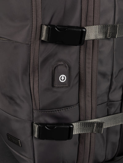 Highbury 18-Inch Grey Cabin Backpack – Expandable Travel Laptop Rucksack with USB Charging Port