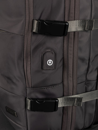 Highbury 18-Inch Grey Cabin Backpack – Expandable Travel Laptop Rucksack with USB Charging Port