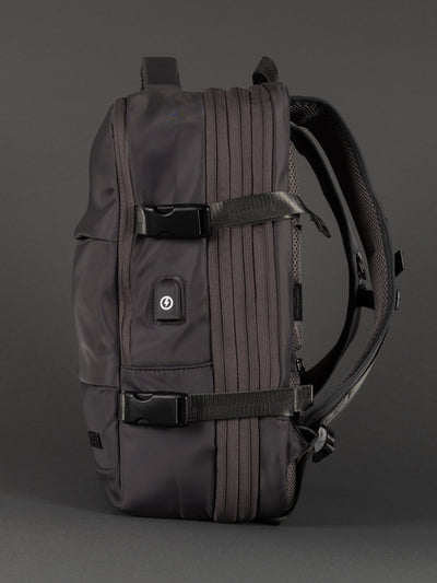 "Highbury 18-inch grey travel backpack with USB port – expanded view"
