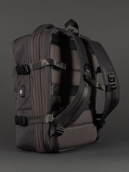 "Professional grey expandable backpack for work, school, and travel"