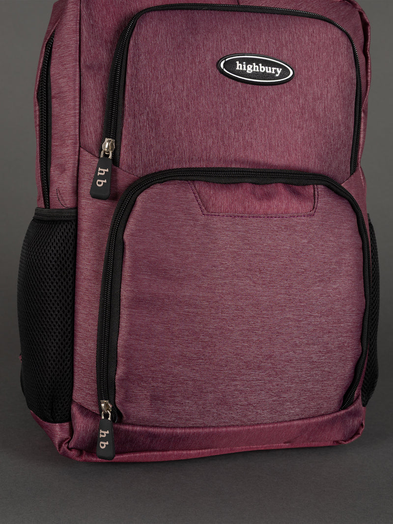 Highbury 18-Inch Burgundy Laptop Backpack – Polyester Cabin-Size Work, School & Travel Bag