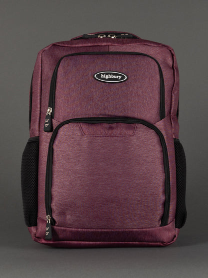 "Highbury 18-inch burgundy polyester laptop backpack cabin size"