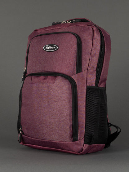 "Burgundy laptop backpack with padded compartment for work and school"