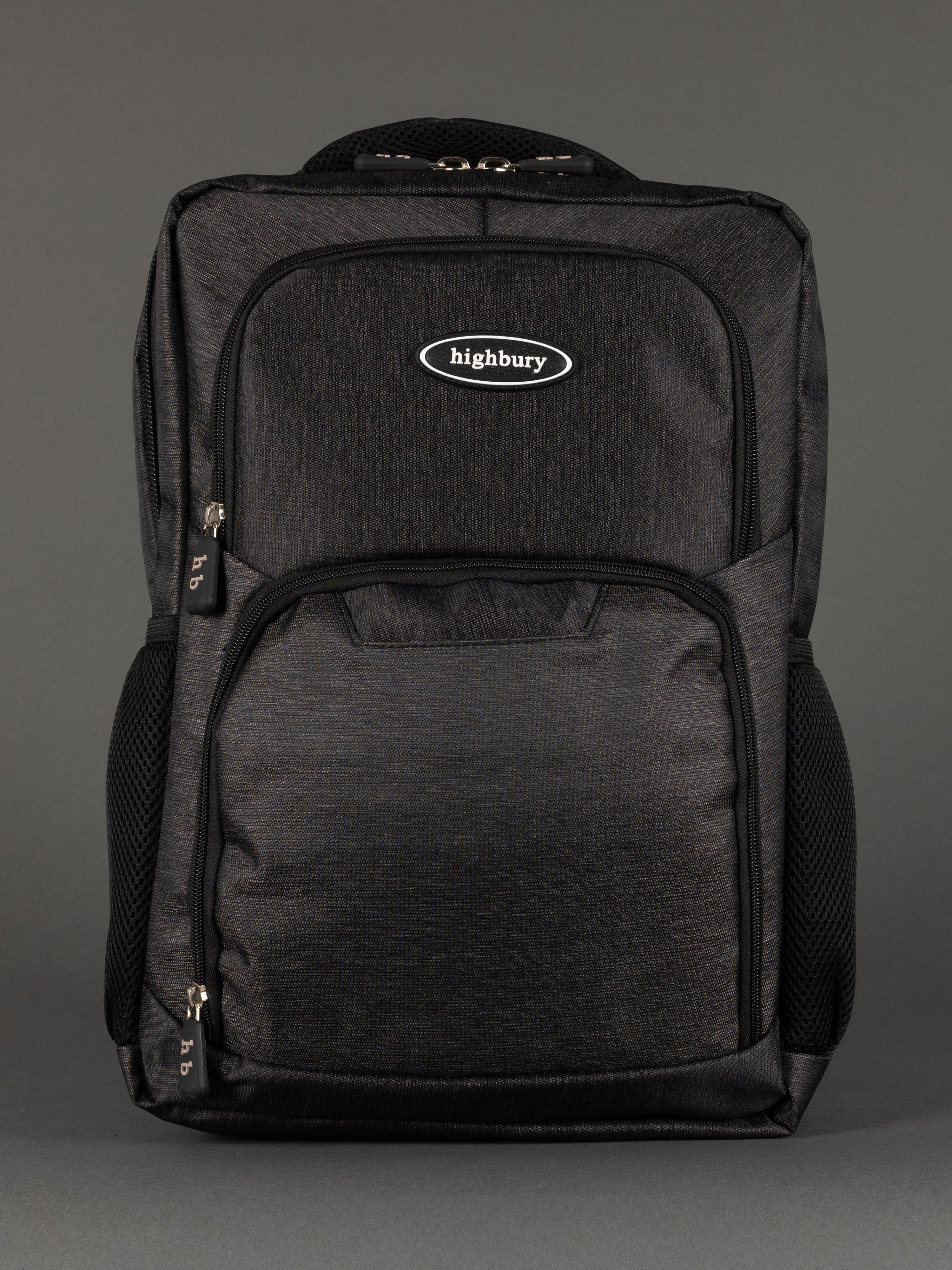 "Highbury 18-inch dark grey polyester laptop backpack cabin size"
