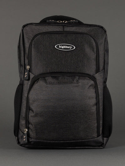 "Highbury 18-inch dark grey polyester laptop backpack cabin size"