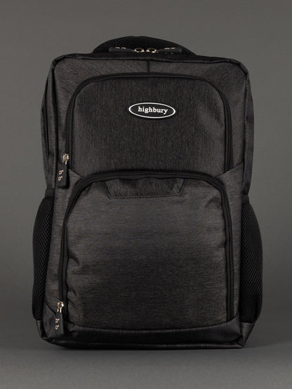 "Highbury 18-inch dark grey polyester laptop backpack cabin size"