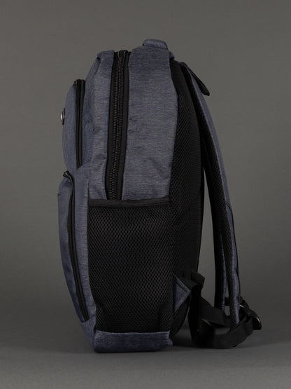"Navy laptop backpack with padded compartment for work and school"