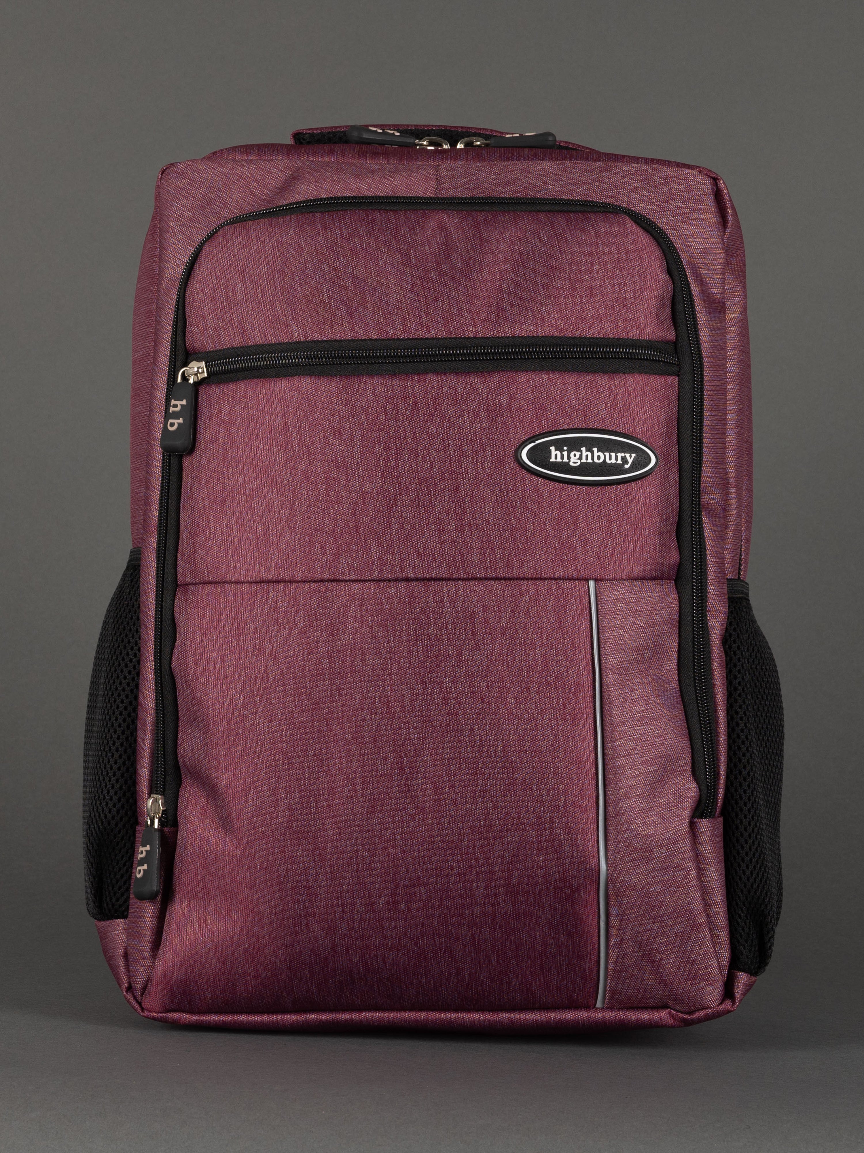 "Highbury 18-inch burgundy polyester laptop backpack cabin size"