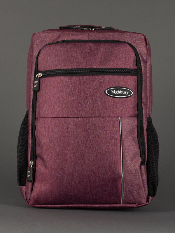 "Highbury 18-inch burgundy polyester laptop backpack cabin size"
