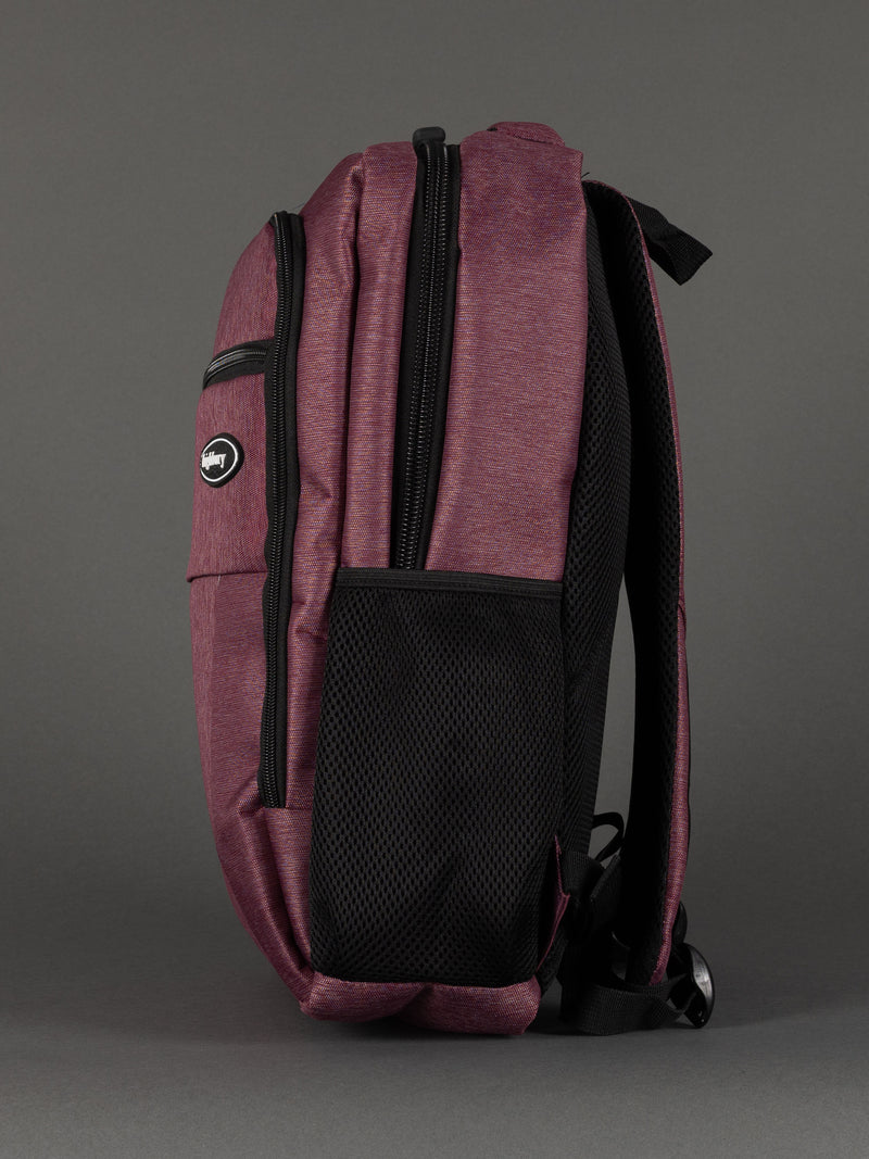 "Highbury 18-inch burgundy rucksack for school, business, and travel"