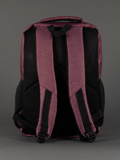 "Professional burgundy laptop backpack with organiser sections"