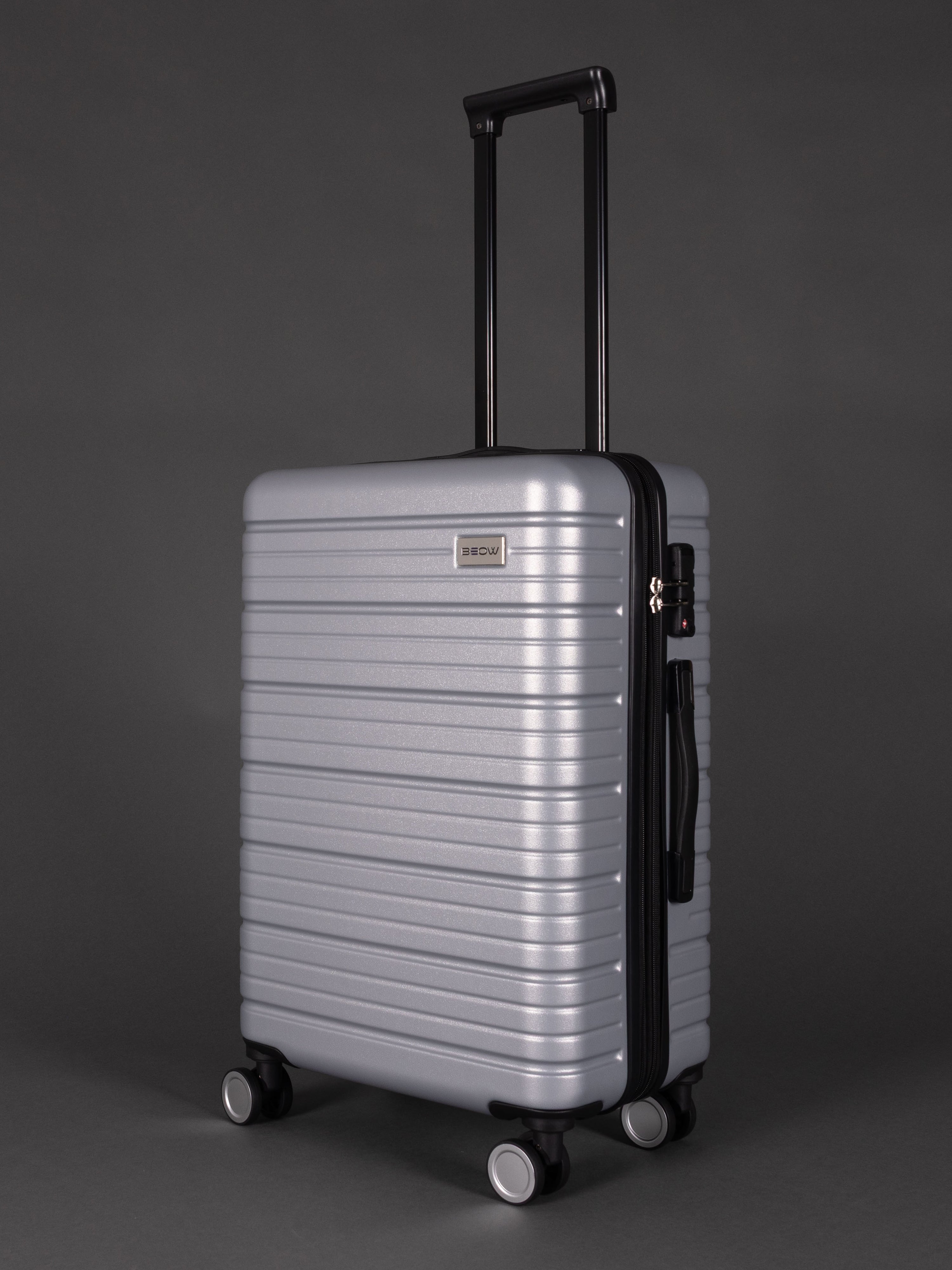 BEOW 3 Piece Silver Luggage Set – 20", 24" & 28" Suitcases with Expandable Hard Shell, Spinner Wheels & TSA Locks