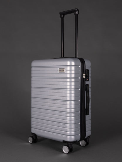 BEOW 3 Piece Silver Luggage Set – 20", 24" & 28" Suitcases with Expandable Hard Shell, Spinner Wheels & TSA Locks