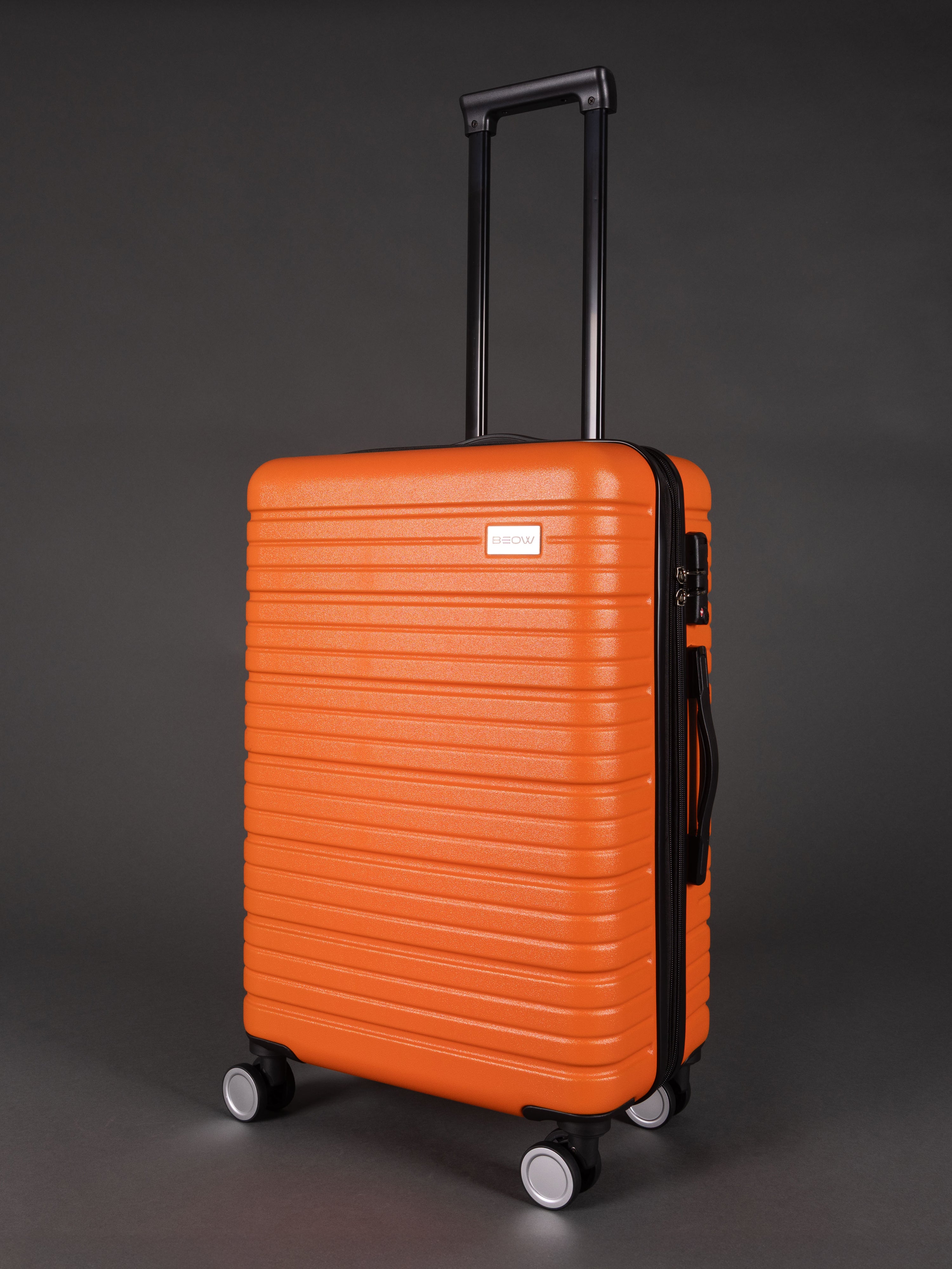 BEOW 3 Piece Orange Luggage Set – 20", 24" & 28" Suitcases with Expandable Hard Shell, Spinner Wheels & TSA Locks