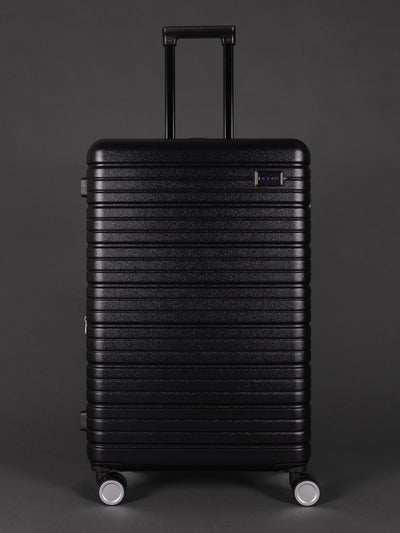 BEOW 3 Piece Black Luggage Set – 20", 24" & 28" Suitcases with Expandable Hard Shell, Spinner Wheels & TSA Locks