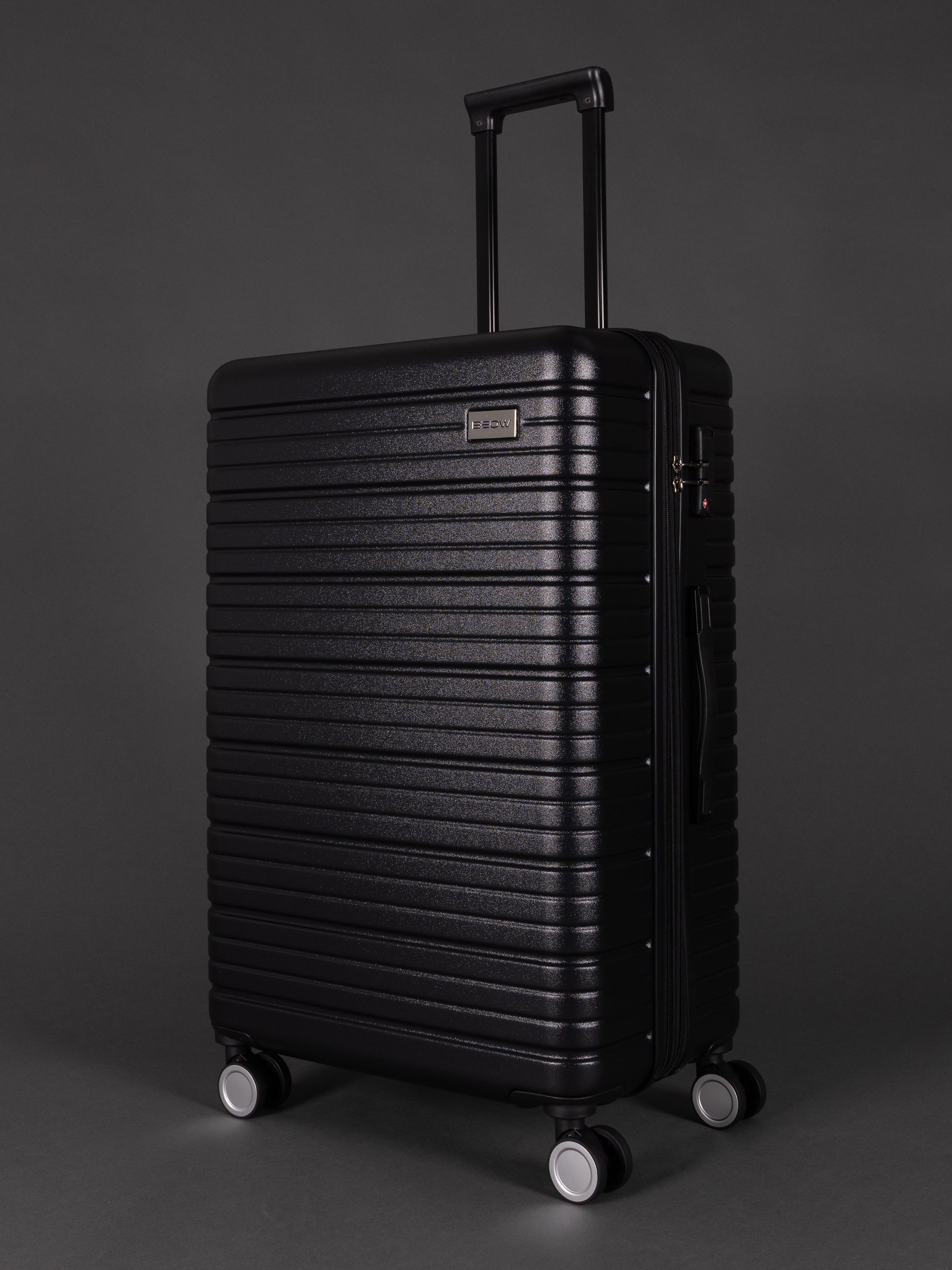 BEOW 3 Piece Black Luggage Set – 20", 24" & 28" Suitcases with Expandable Hard Shell, Spinner Wheels & TSA Locks