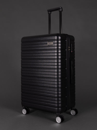 BEOW 3 Piece Black Luggage Set – 20", 24" & 28" Suitcases with Expandable Hard Shell, Spinner Wheels & TSA Locks