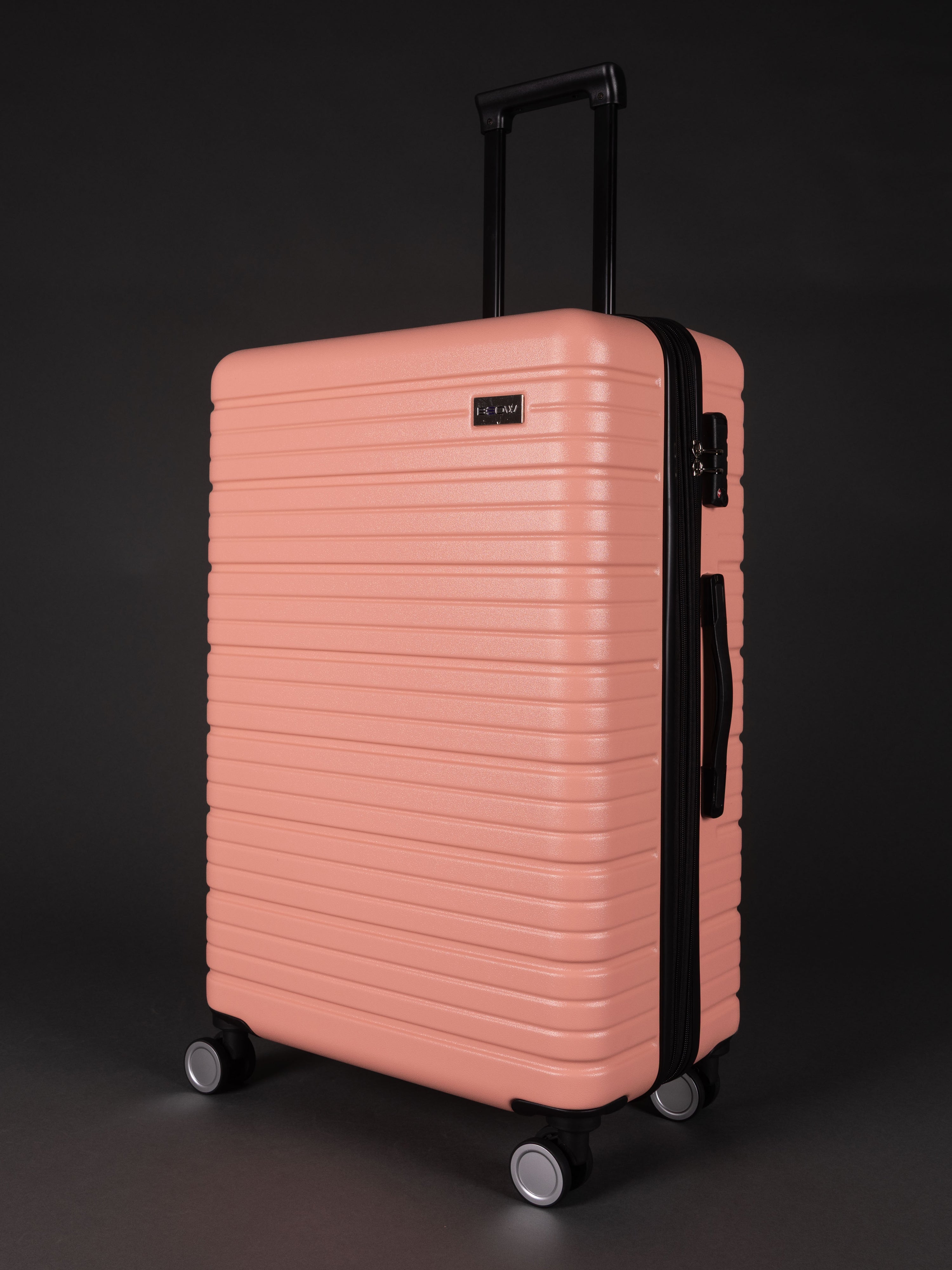 “BEOW 3 piece pink luggage set – hard shell expandable suitcases with spinner wheels”