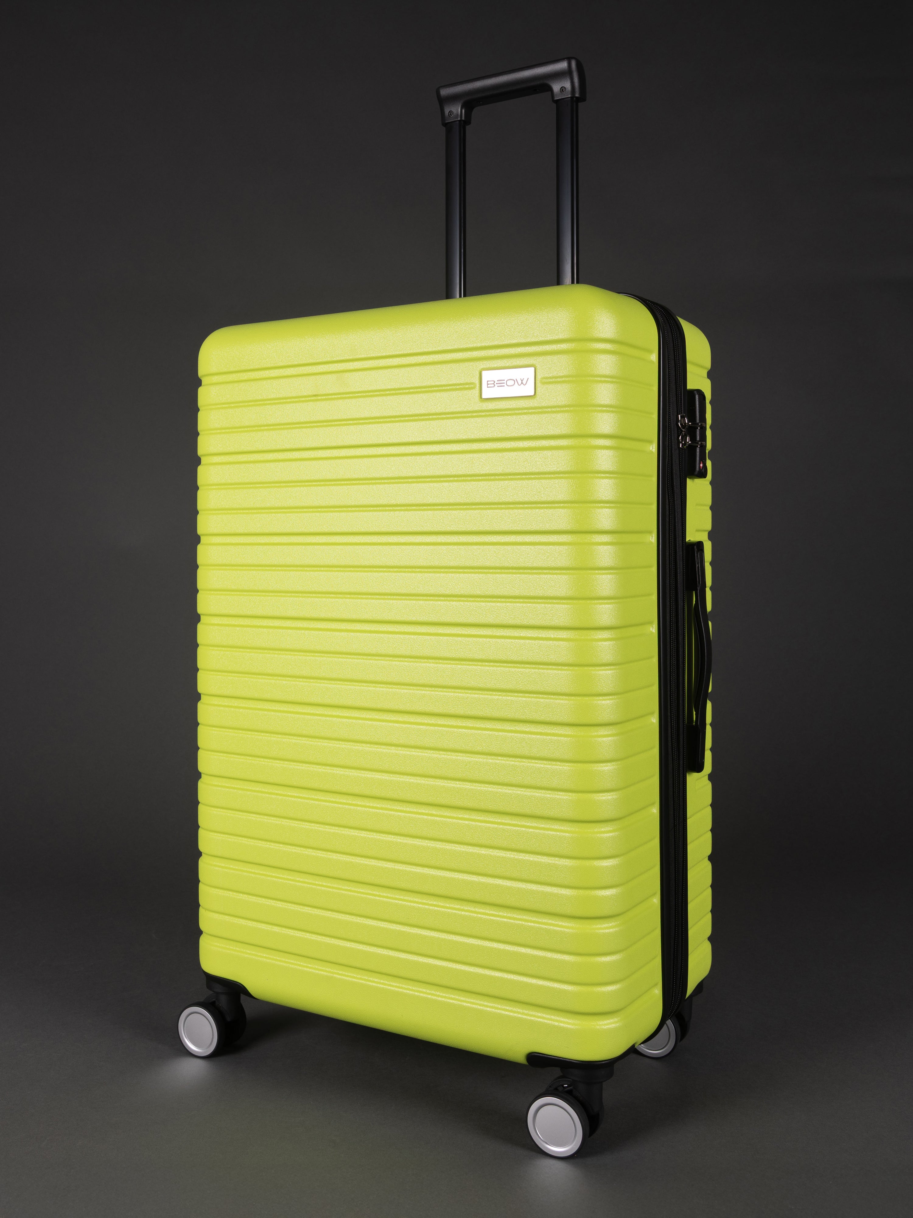 “BEOW 3 piece lime green luggage set – expandable suitcases with TSA locks”