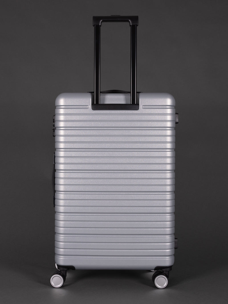 BEOW 3 Piece Silver Luggage Set – 20", 24" & 28" Suitcases with Expandable Hard Shell, Spinner Wheels & TSA Locks