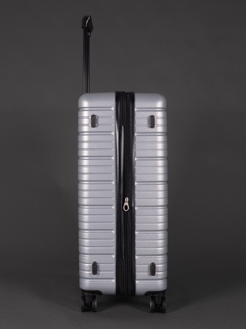 BEOW 3 Piece Silver Luggage Set – 20", 24" & 28" Suitcases with Expandable Hard Shell, Spinner Wheels & TSA Locks
