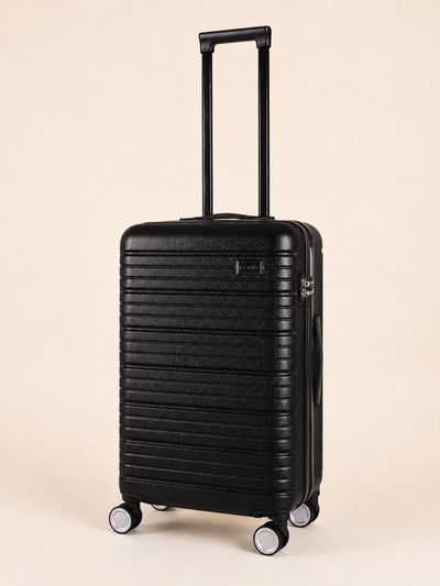 BEOW 3 Piece Black Luggage Set – 20", 24" & 28" Suitcases with Expandable Hard Shell, Spinner Wheels & TSA Locks
