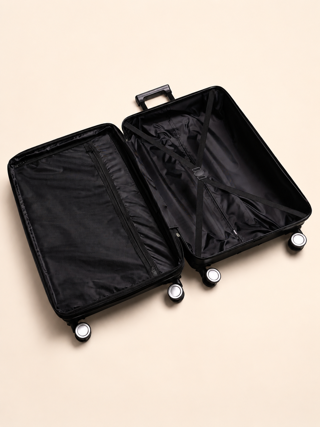 BEOW 3 Piece Black Luggage Set – 20", 24" & 28" Suitcases with Expandable Hard Shell, Spinner Wheels & TSA Locks