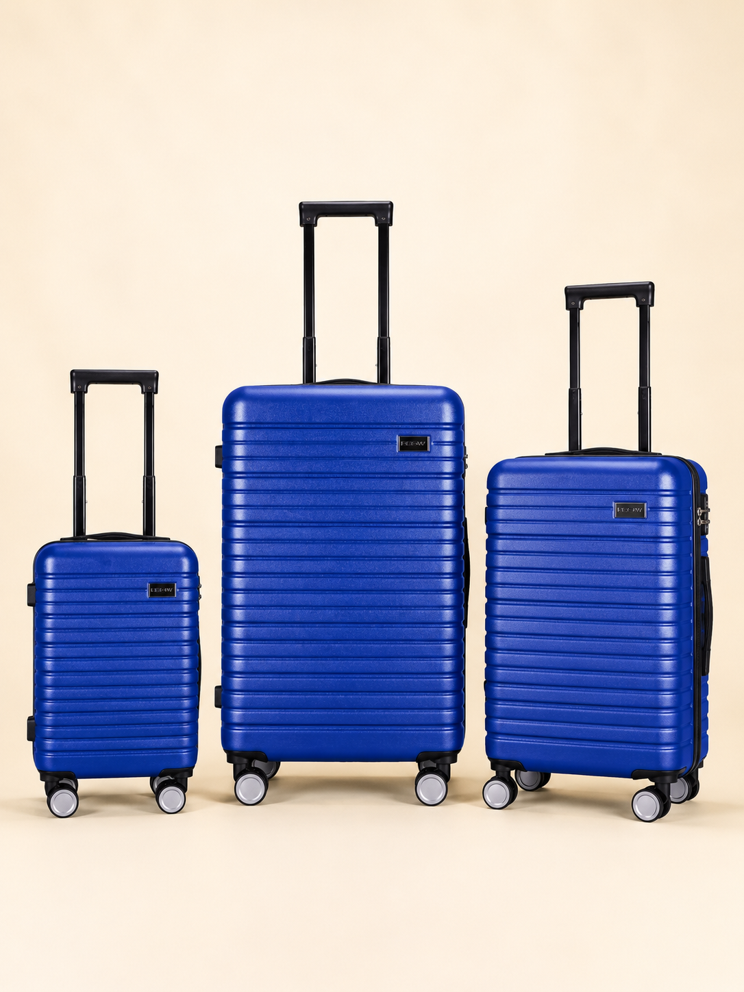 BEOW 3 Piece Blue Luggage Set – 20", 24" & 28" Suitcases with Expandable Hard Shell, Spinner Wheels & TSA Locks