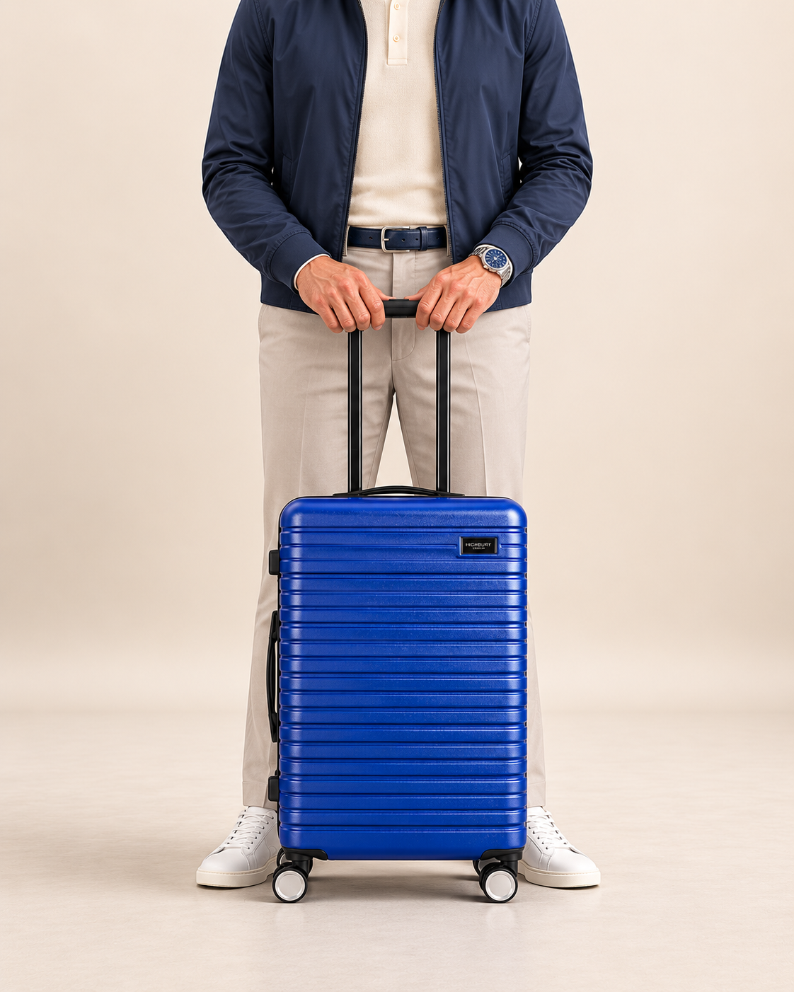 BEOW 3 Piece Blue Luggage Set – 20", 24" & 28" Suitcases with Expandable Hard Shell, Spinner Wheels & TSA Locks