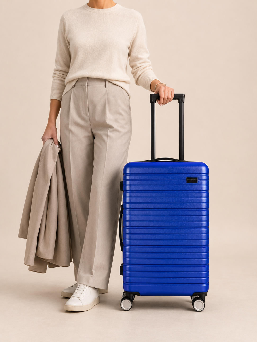 BEOW 3 Piece Blue Luggage Set – 20", 24" & 28" Suitcases with Expandable Hard Shell, Spinner Wheels & TSA Locks