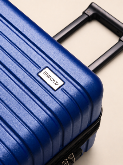 BEOW 3 Piece Blue Luggage Set – 20", 24" & 28" Suitcases with Expandable Hard Shell, Spinner Wheels & TSA Locks