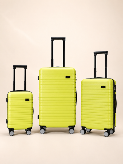 BEOW 3 Piece Lime Green Luggage Set – 20", 24" & 28" Suitcases with Expandable Hard Shell, Spinner Wheels & TSA Locks