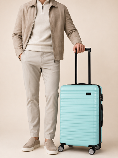 BEOW 3 Piece Mint Luggage Set – 20", 24" & 28" Suitcases with Expandable Hard Shell, Spinner Wheels & TSA Locks