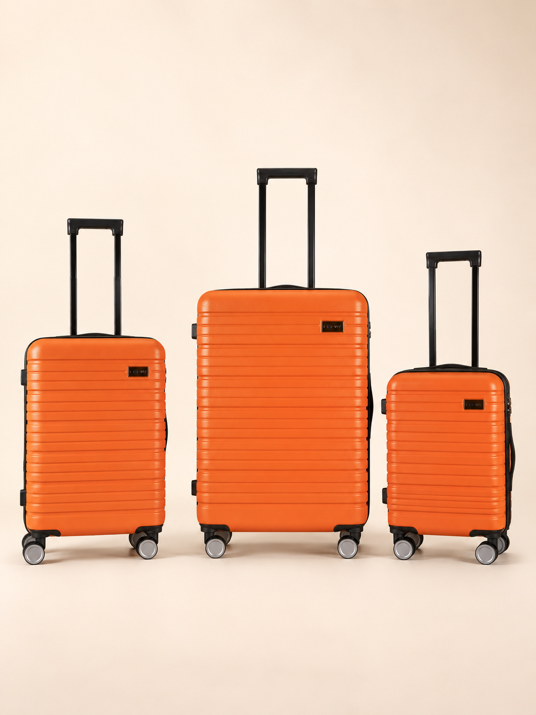 BEOW 3 Piece Orange Luggage Set – 20", 24" & 28" Suitcases with Expandable Hard Shell, Spinner Wheels & TSA Locks