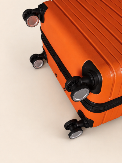 BEOW 3 Piece Orange Luggage Set – 20", 24" & 28" Suitcases with Expandable Hard Shell, Spinner Wheels & TSA Locks