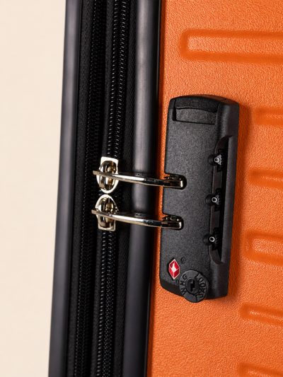 BEOW 3 Piece Orange Luggage Set – 20", 24" & 28" Suitcases with Expandable Hard Shell, Spinner Wheels & TSA Locks