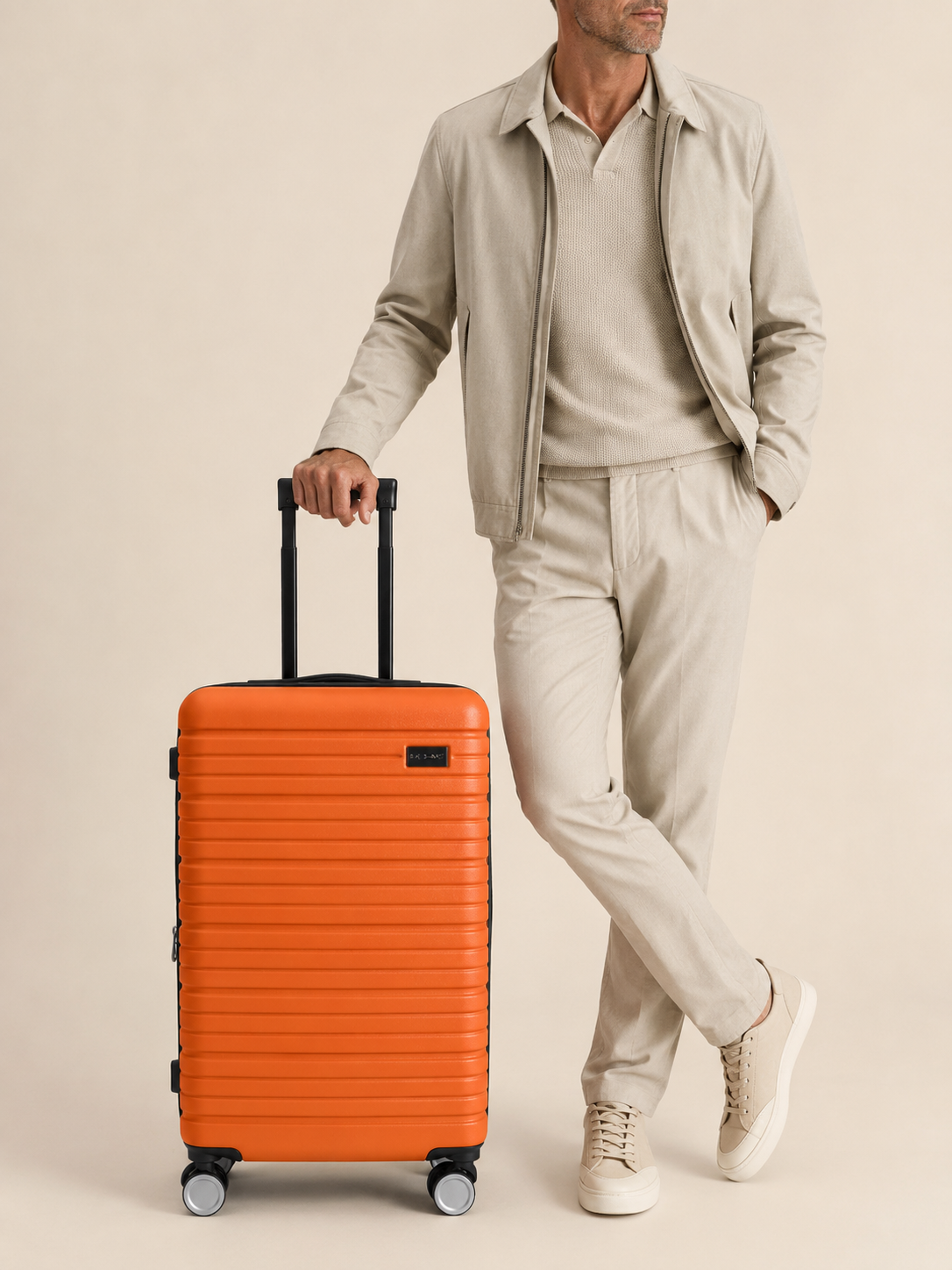 BEOW 3 Piece Orange Luggage Set – 20", 24" & 28" Suitcases with Expandable Hard Shell, Spinner Wheels & TSA Locks