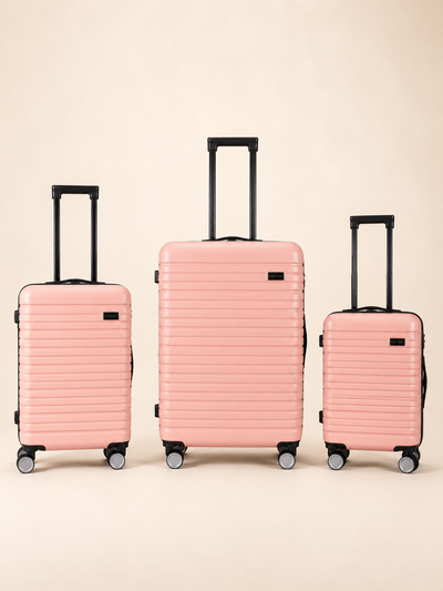 BEOW 3 Piece Pink Luggage Set – 20", 24" & 28" Suitcases with Expandable Hard Shell, Spinner Wheels & TSA Locks